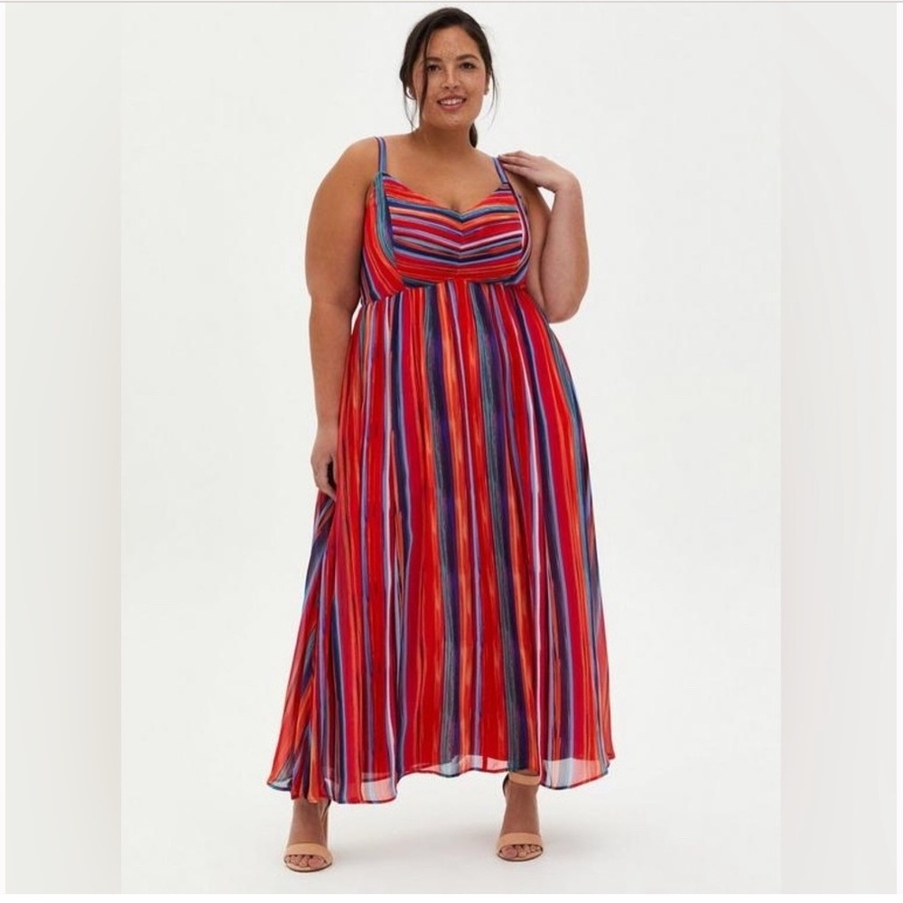 Torrid Multicolor Stripe Chiffon Maxi Dress